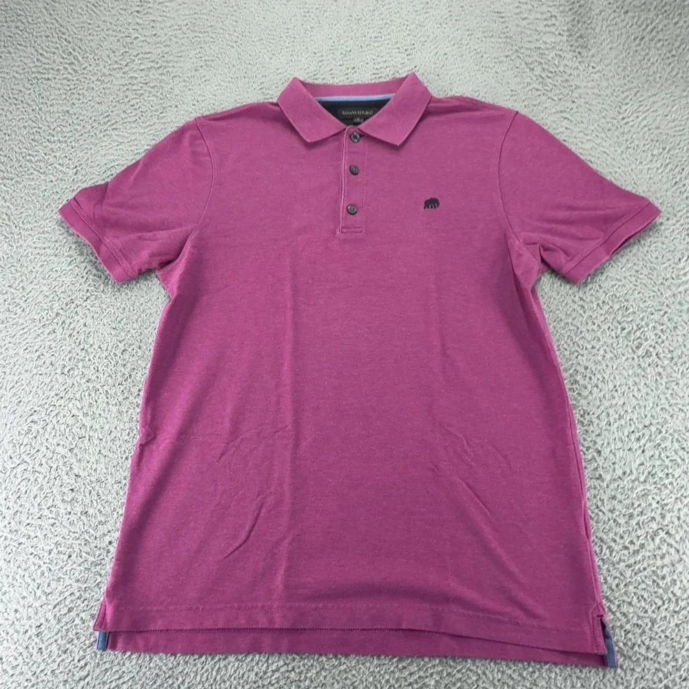 Banana Republic Shirt Mens Medium Purple Short Sleeve Polo Preppy
